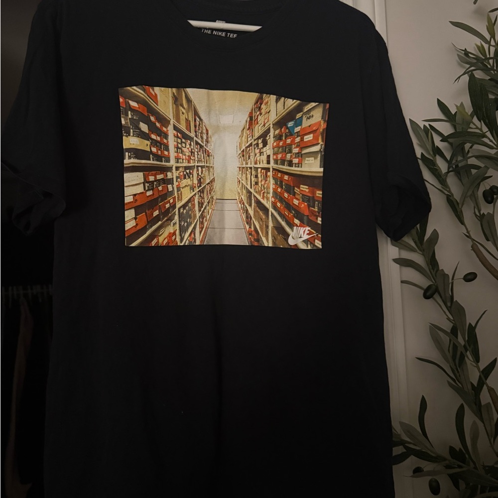 Nike Black T-Shirt with Shoe Aisle Graphic